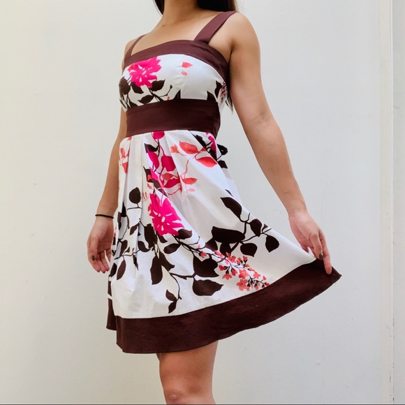 Speechless Dresses & Skirts - 🌸 pink floral dress brown straps ribbon